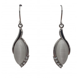 boucles d'oreilles oeil de chat blanc