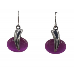 fuchsia cat eye earrings