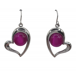 fuchsia cat eye earrings