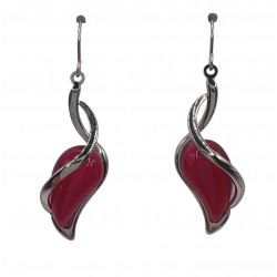 fuchsia cat eye earrings