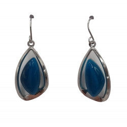 boucles d'oreilles oeil de chat bleu