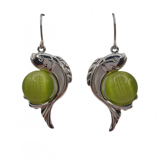 boucles d'oreilles oeil de chat vert