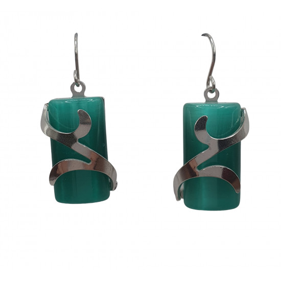 boucles d'oreilles oeil de chat vert