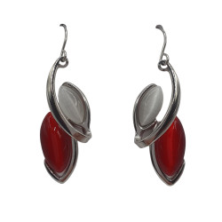 boucles d'oreilles oeil de chat rouge