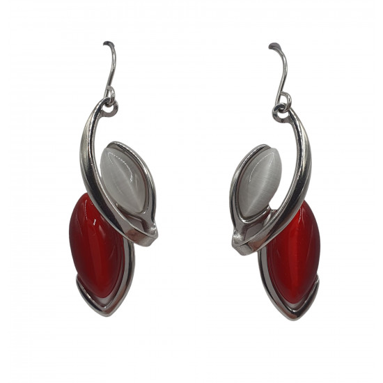 boucles d'oreilles oeil de chat rouge