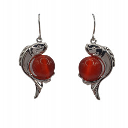 boucles d'oreilles oeil de chat rouge