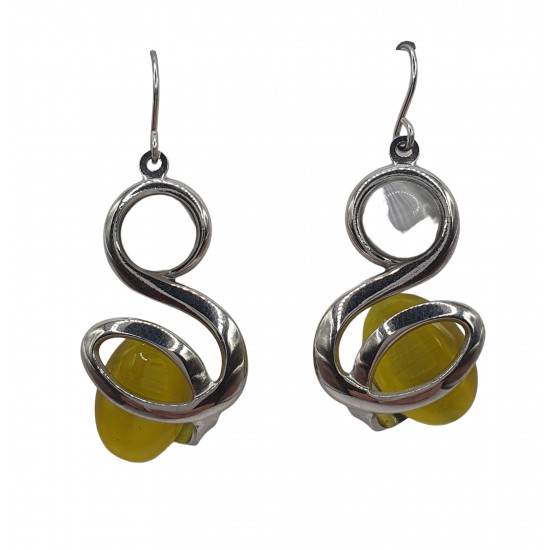boucles d'oreilles oeil de chat jaune
