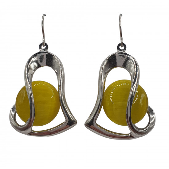 boucles d'oreilles oeil de chat jaune