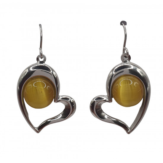 boucles d'oreilles oeil de chat jaune