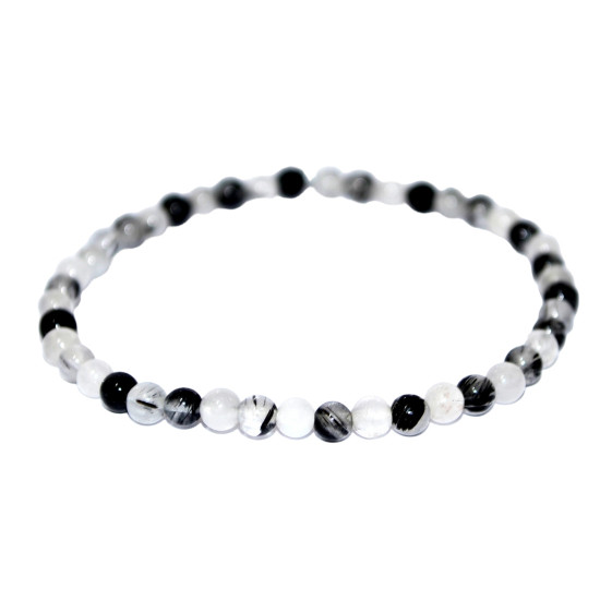 Black Tourmaline And Quartz Bracelet 4mm