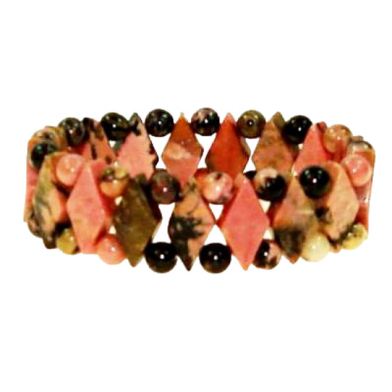 Diamond Shaped Rhodonite Bracelet