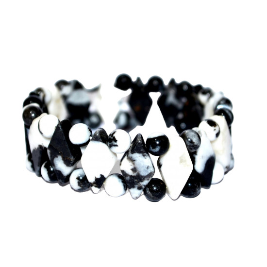 Diamond Shaped Zebra Marble Bracelet
