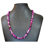 collier agate 6mm rose