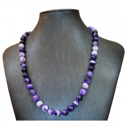 Collier agate 8mm violette