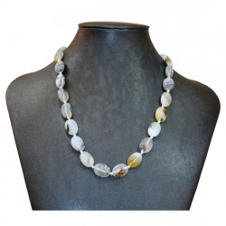 Collier agate ovale blanche