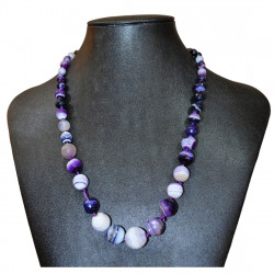 Collier agate cascade 6-12mm violette