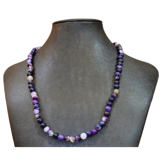 purple agate necklace 6mm