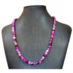collier agate 8mm rose