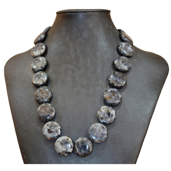 round larvikite necklace 20mm