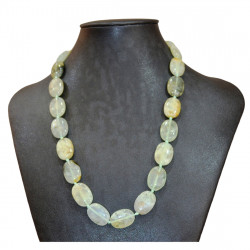 oval prehnite and epidote necklace
