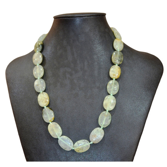 oval prehnite and epidote necklace