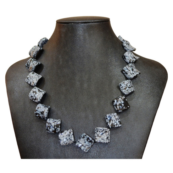 diamond snowflake obsidian necklace