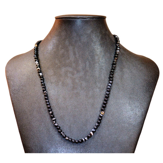 Collier agate 4mm noire