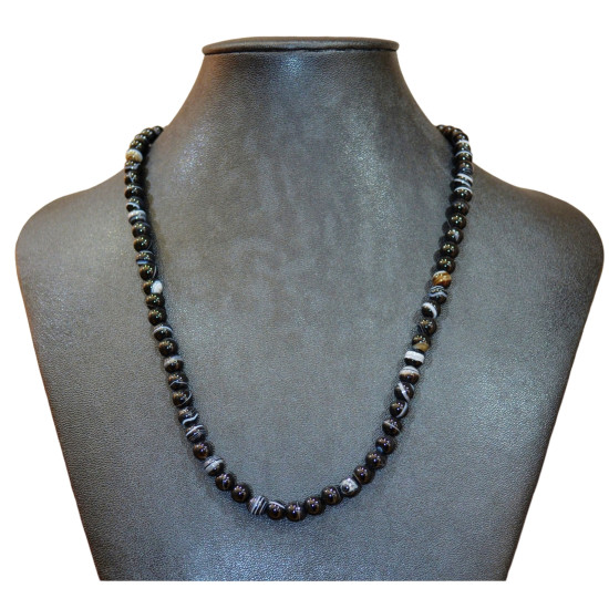 collier agate 6mm noire