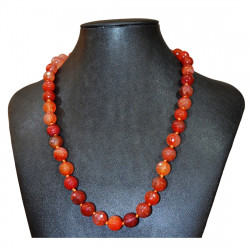 Collier agate 12mm orange facetté