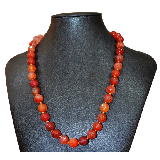 faceted orange agate necklace 12mm