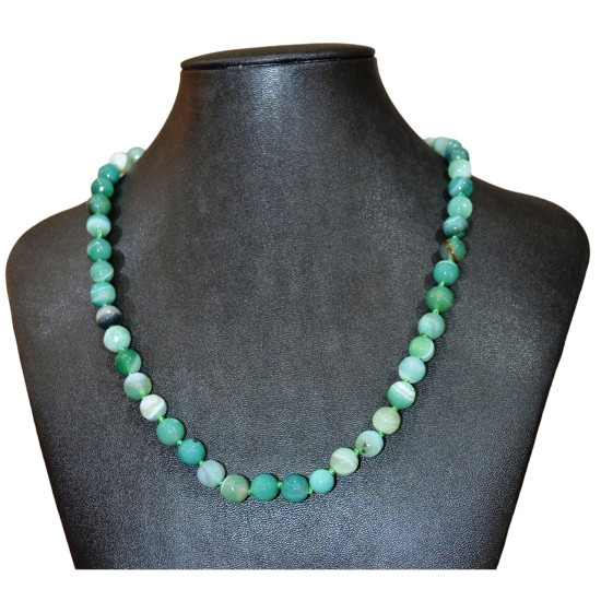 faceted green agate necklace 8mm