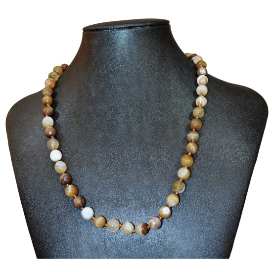 brown faceted agate necklace 8mm