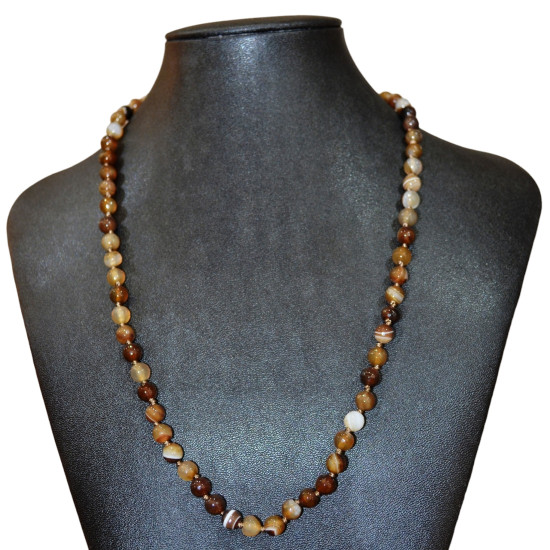 Collier agate 6mm marron facetté