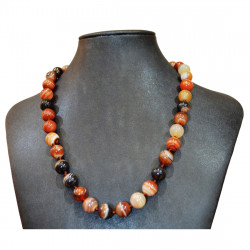 collier agate 10mm marron
