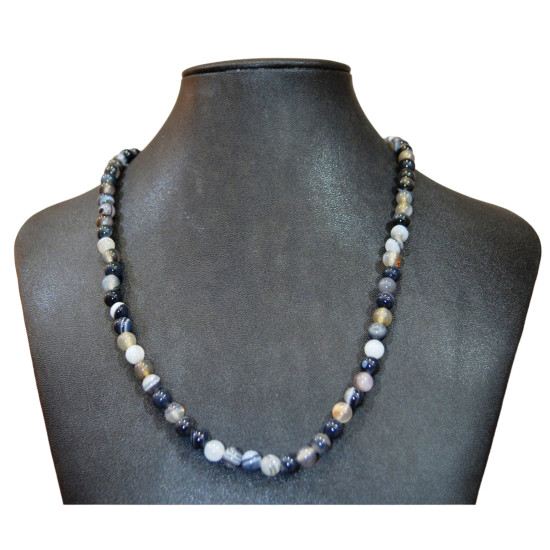 Collier agate 6mm grise