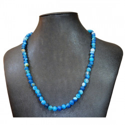Collier agate 6mm bleu