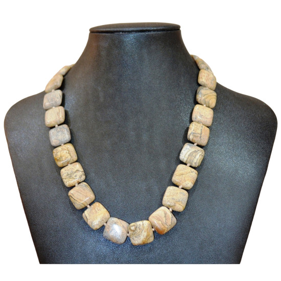 square landscape jasper necklace 15mm