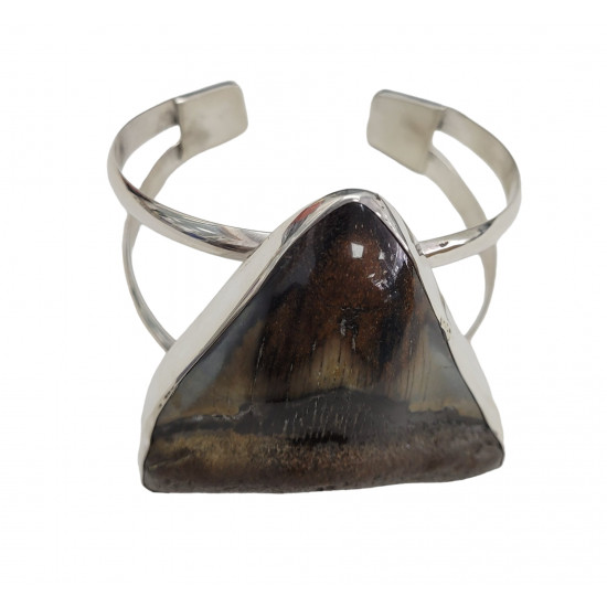 Sterling Silver real megalodon fossil tooth Bracelet