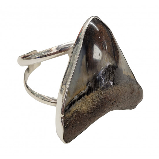 Sterling Silver real megalodon fossil tooth Bracelet