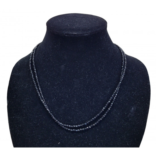 faceted quartz obsidian caviar necklace 4mm