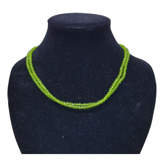 faceted quartz green apple necklace 4mm