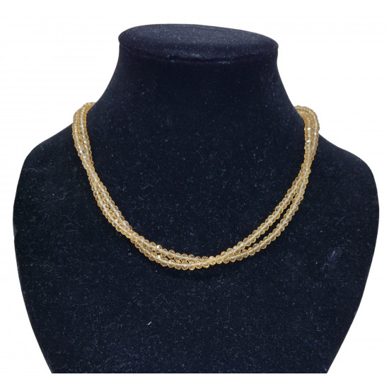 faceted quartz honey necklace 4mm
