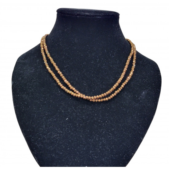 faceted quartz bronze shine necklace 4mm