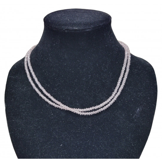 faceted quartz rose quartz necklace 4mm