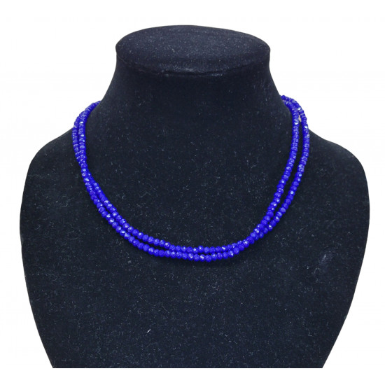 faceted quartz sapphire blue necklace 4mm