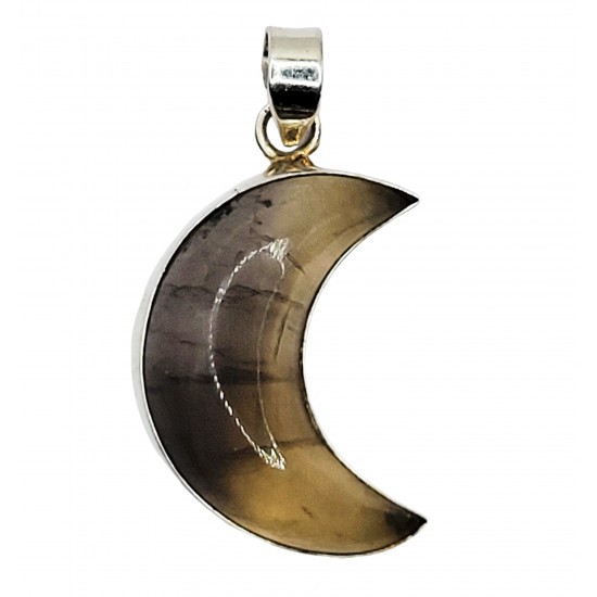 pendentif fluorine lune argent