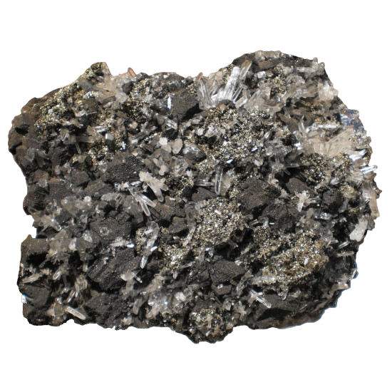 galena, quartz, pyrite