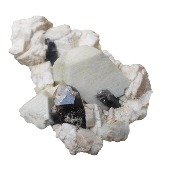 Orthoclase and smoky quartz