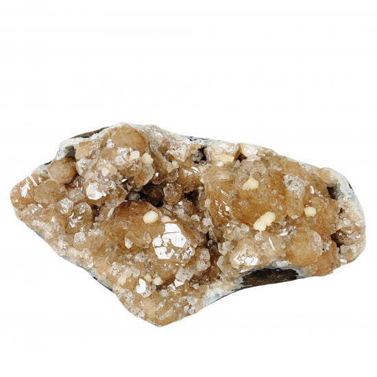 Brown apophyllite on chalcedony
