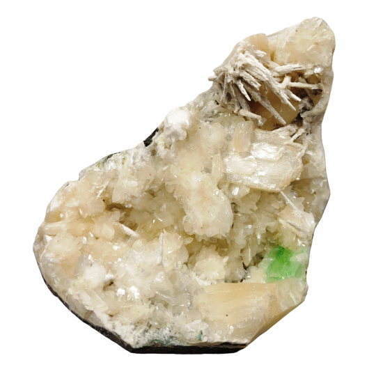 green apophyllite on stilbite and scolecite